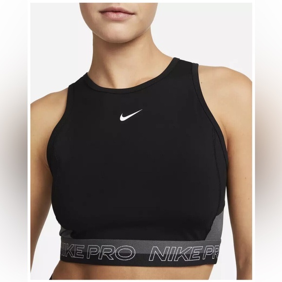 NWT NIKE Pro Dri-FIT Women's Cropped Training Tank Top DX0061-010 Size S - Picture 1 of 4